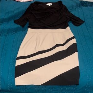Dressbarn Black and Beige Colorblock Dress